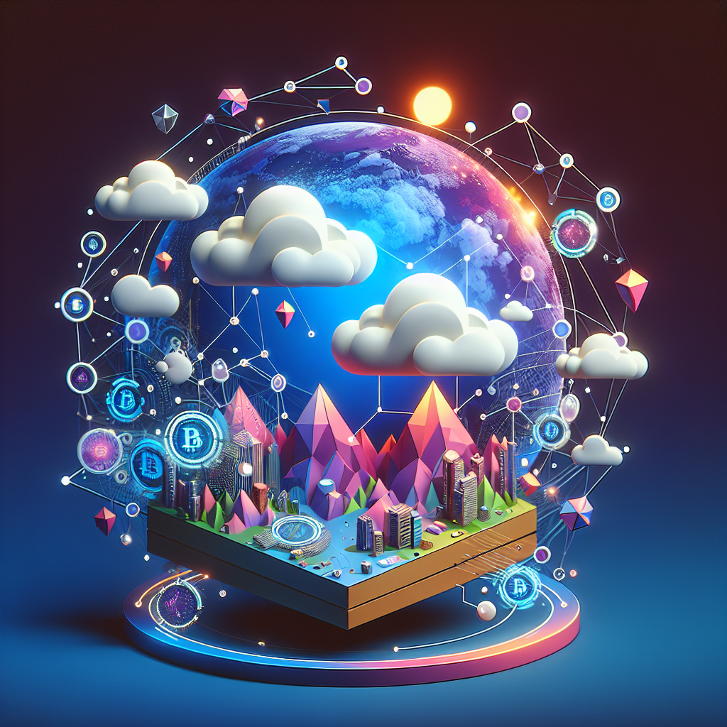 元宇宙区块链, modern digital art style, high quality, suitable for blog post, no text or watermarks