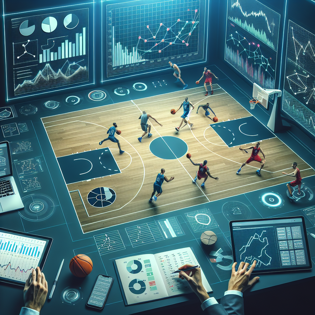 籃球比分分析, professional blog illustration, high quality, suitable for blog post, no text or watermarks