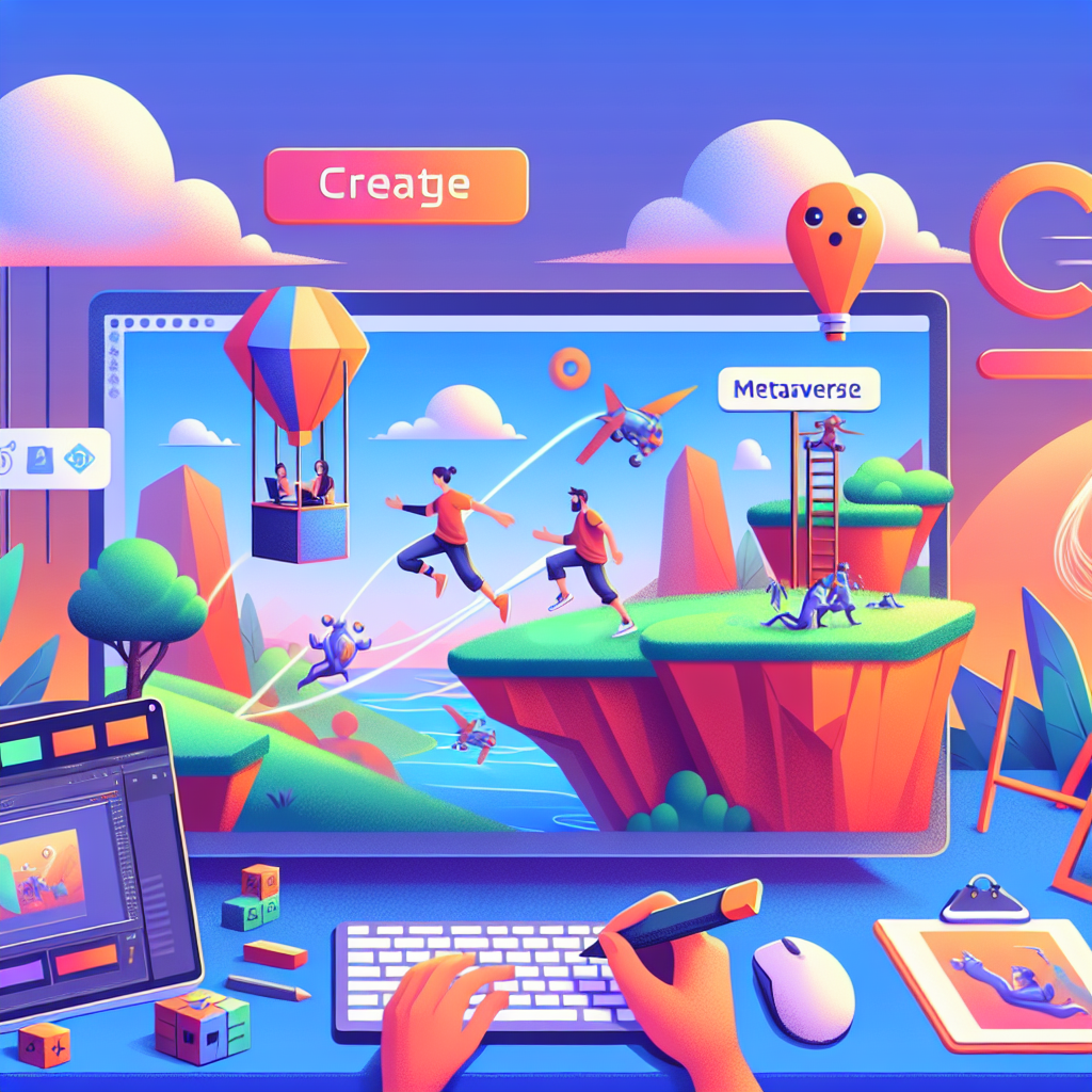 元宇宙游戏, professional blog illustration, high quality, suitable for blog post, no text or watermarks