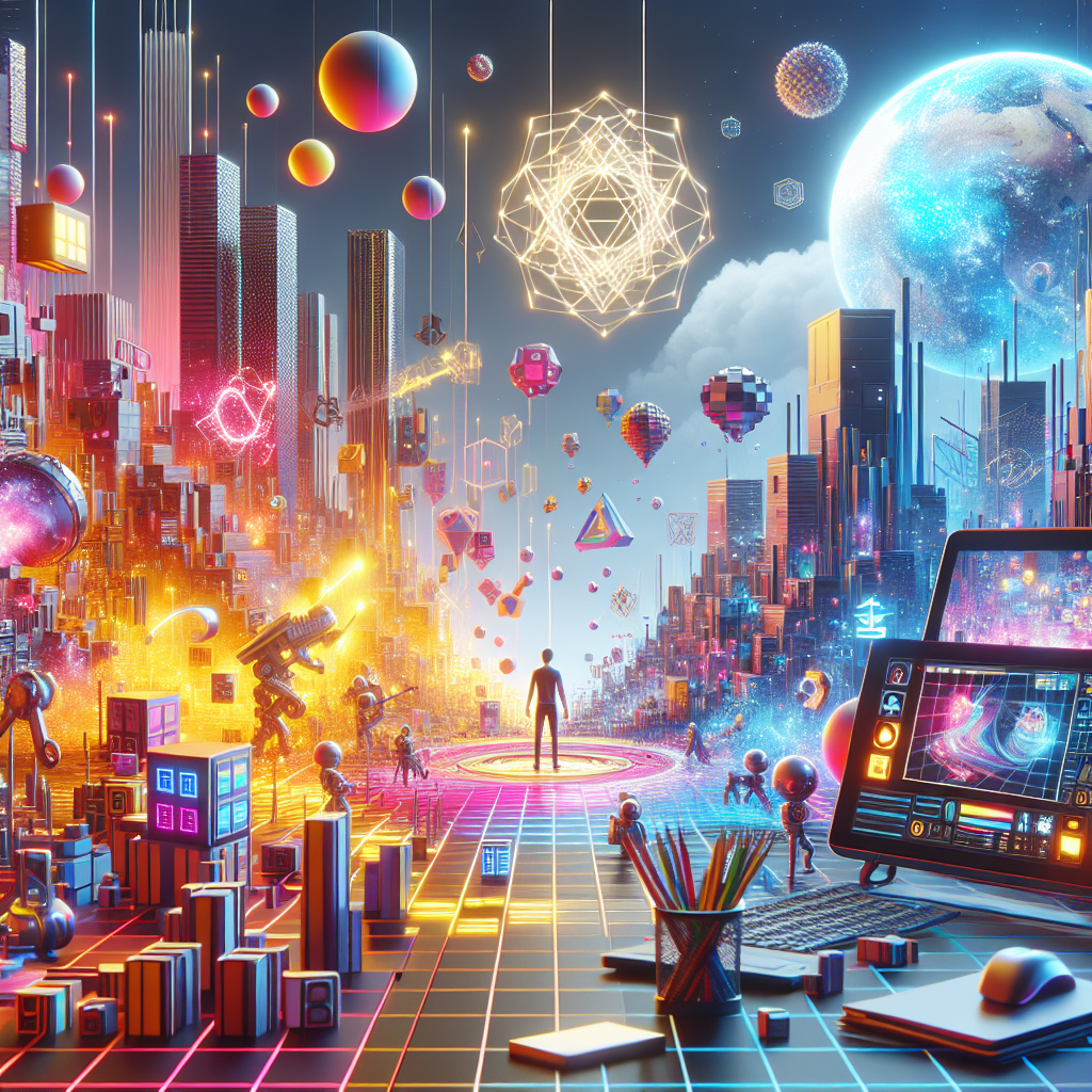元宇宙游戏, modern digital art style, high quality, suitable for blog post, no text or watermarks