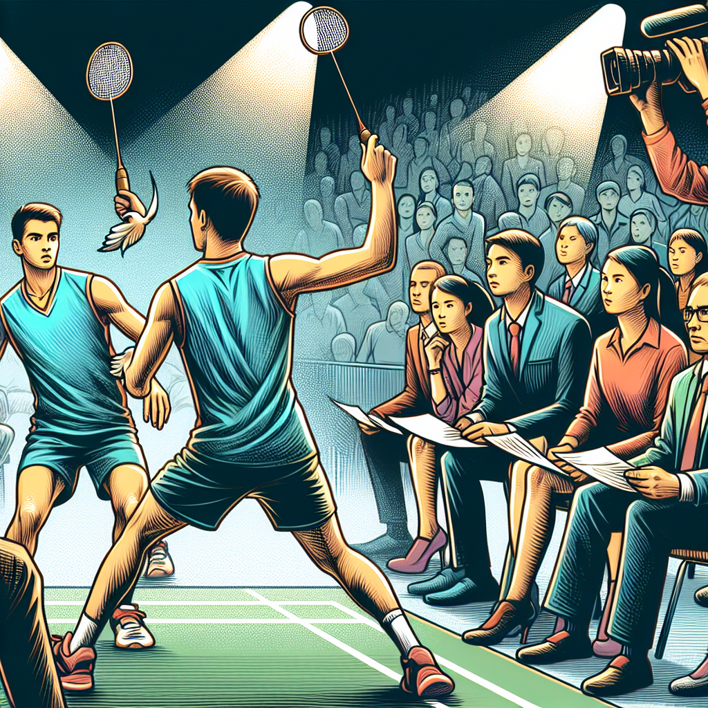 羽毛球比賽分析, professional blog illustration, high quality, suitable for blog post, no text or watermarks