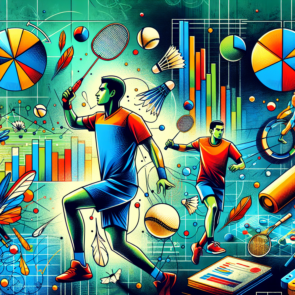 羽毛球比賽分析, modern digital art style, high quality, suitable for blog post, no text or watermarks